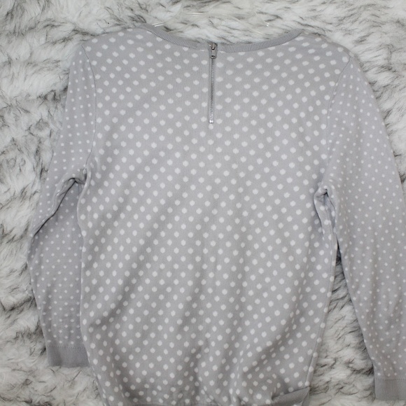 SOLD LOFT Gray Polka Dot Cotton Back Zip Sweater - Picture 5 of 8